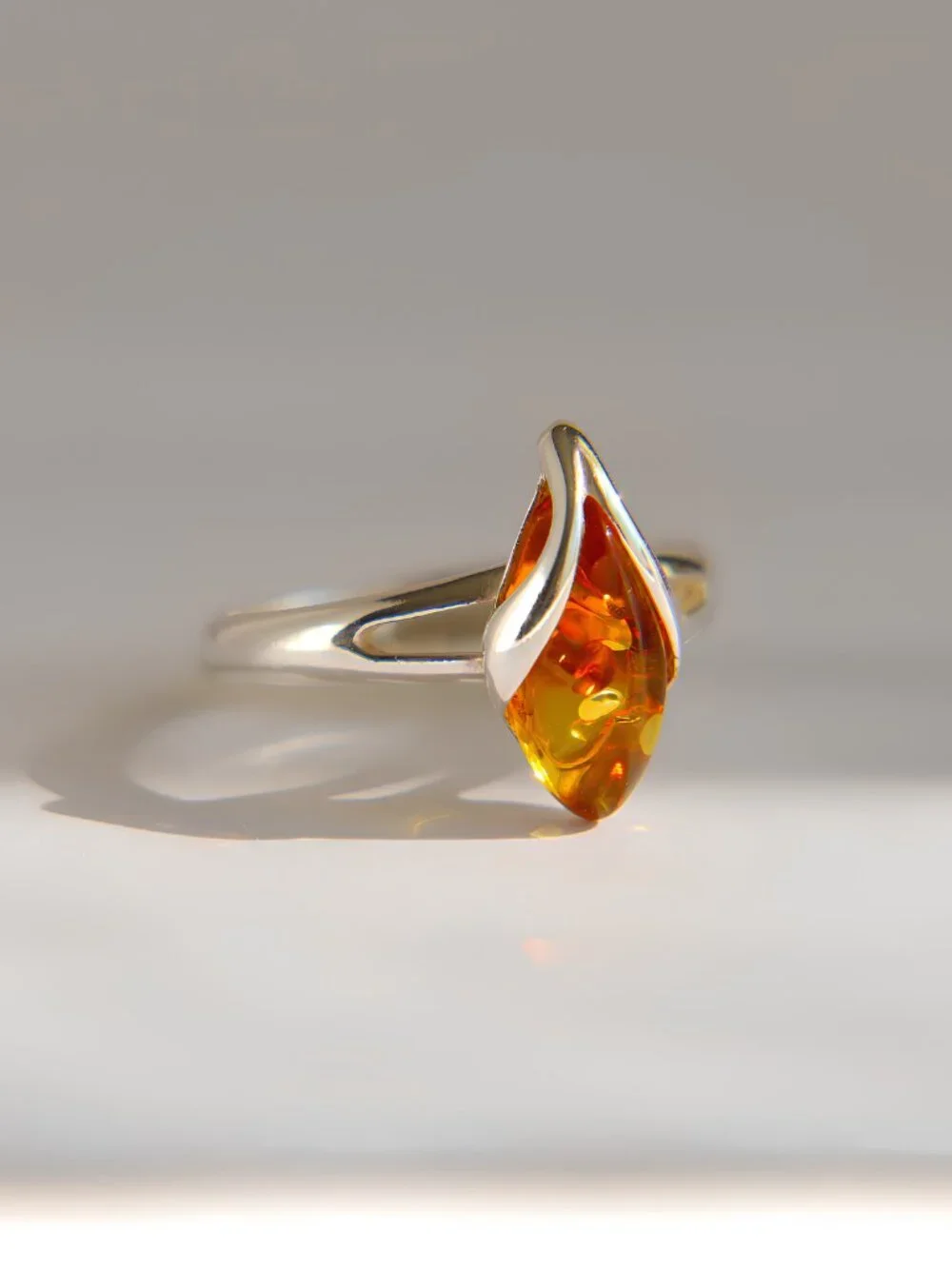 Baltic Amber Ring in Sterling Silver